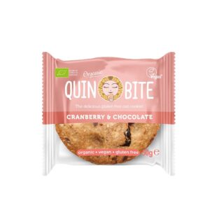 Био курабийка QUIN BITE - Червена боровинка и шоколад, 50 g