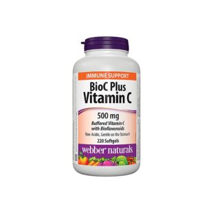 BioC Plus Vitamin C 500 mg - Витамин С 500 mg (буфериран) с Биофлавоноиди 60 mg, 220 софтгел капсули