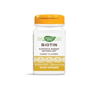 Биотин - Коса, кожа и нокти, клетъчна енергия, 1000 mcg x 100 таблетки за смучене