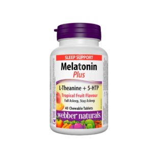 Melatonin Plus L-Theanine Мелатонин + Л-Теанин и 5-HTP х 40 дъвчащи таблетки с вкус на тропически плодове