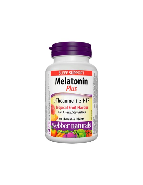 Melatonin Plus L-Theanine Мелатонин + Л-Теанин и 5-HTP х 40 дъвчащи таблетки с вкус на тропически плодове