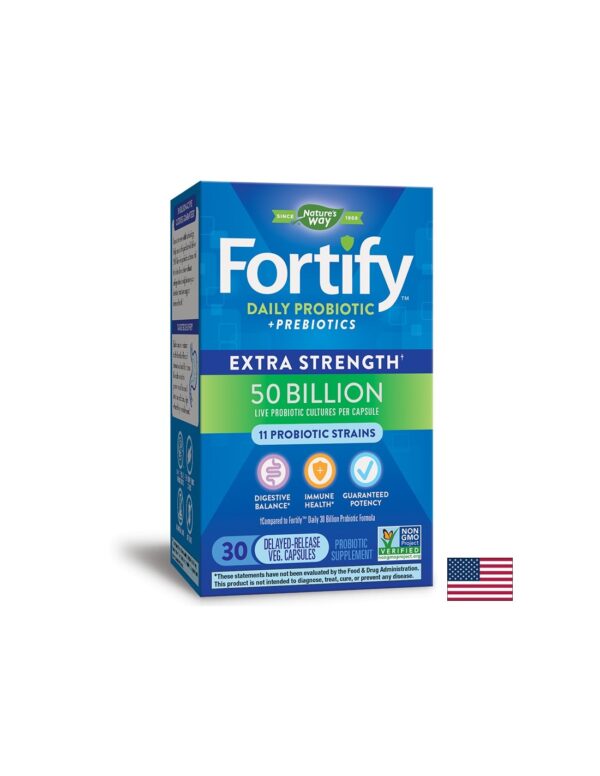 Fortify™ Daily Probiotic Extra Strength/ Фортифай™ 11 щама, 50 млрд. активни пробиотици+пребиотици х 30 капсули