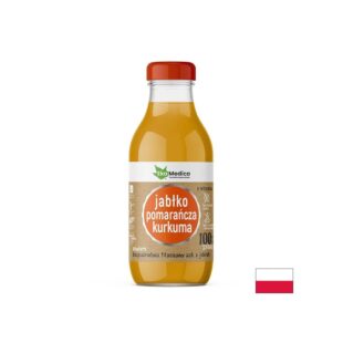 Ябълка + Портокал + Куркума – Тонус и антиоксидантна подкрепа, сок 300 ml