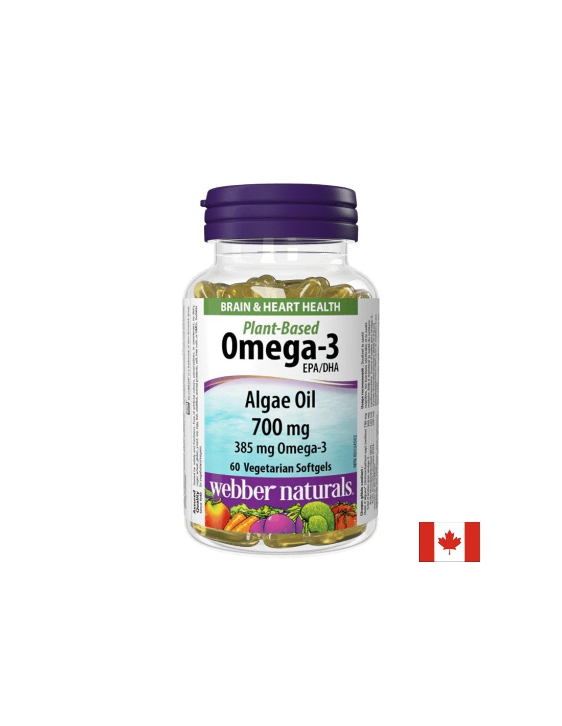 Омега-3 (веган) – За ясна мисъл, памет и сърдечна функция, 385 mg, 60 капсули