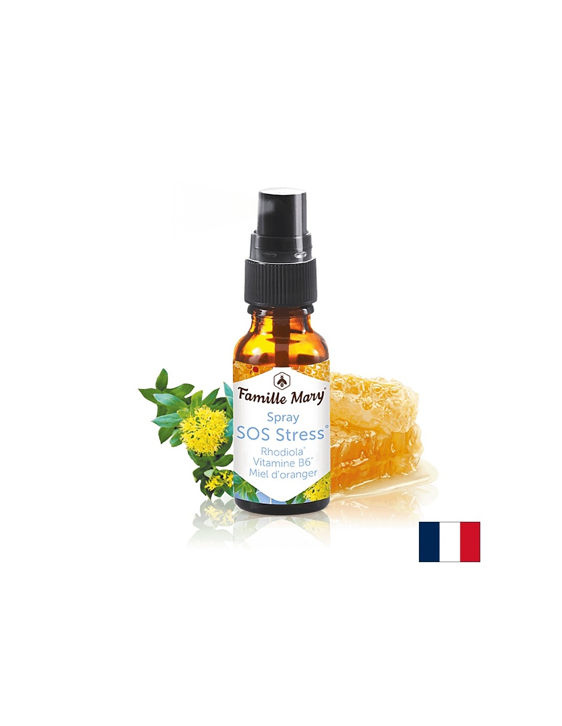 Антистрес спрей за уста със златен корен и витамин В6 - SOS Stress Rhodiola, Vitamin B6, Miel d’oranger, 20 ml