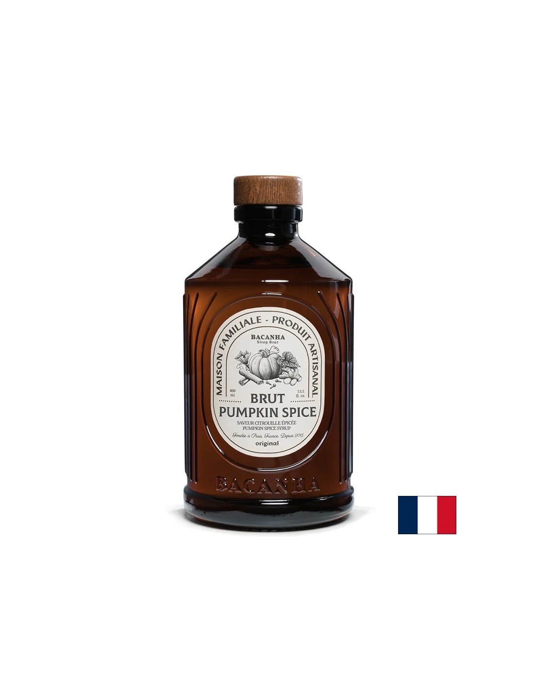 Сироп с тиква и подправки – Френски сироп за кафе, лате и есенни напитки, Bacanha Brut Pumpkin Spice, 400 ml