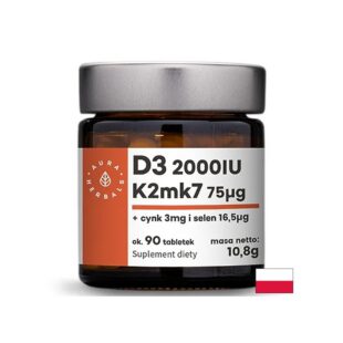 Витамин D3 25 µg + K2 MK-7 37.5 µg – Здрави кости, силен имунитет, 90 таблетки