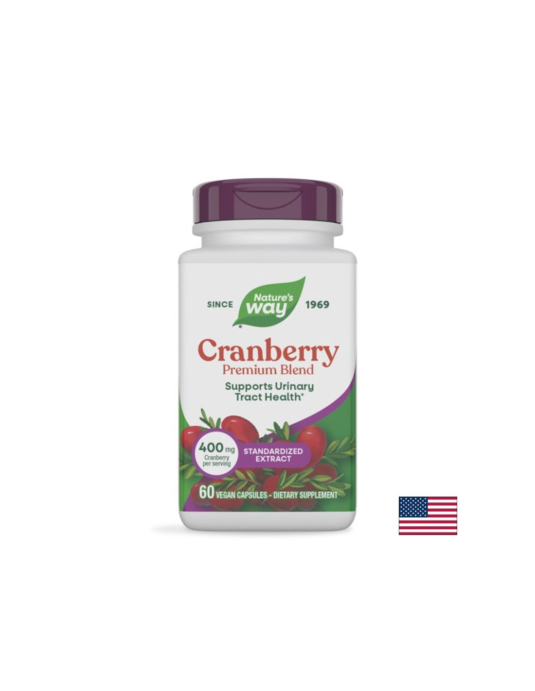 Червена боровинка CranRx 400 mg + Витамин C 30 mg – При повтарящи се уринарни инфекции, 60 веган капсули