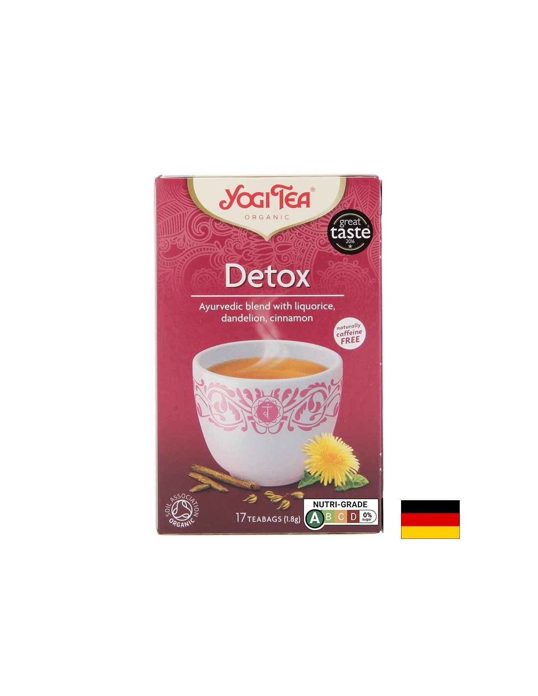 Yogi Tea Detox – аюрведичен чай за детоксикация със сладък корен, репей и глухарче, БИО, 17 филтърни пакетчета