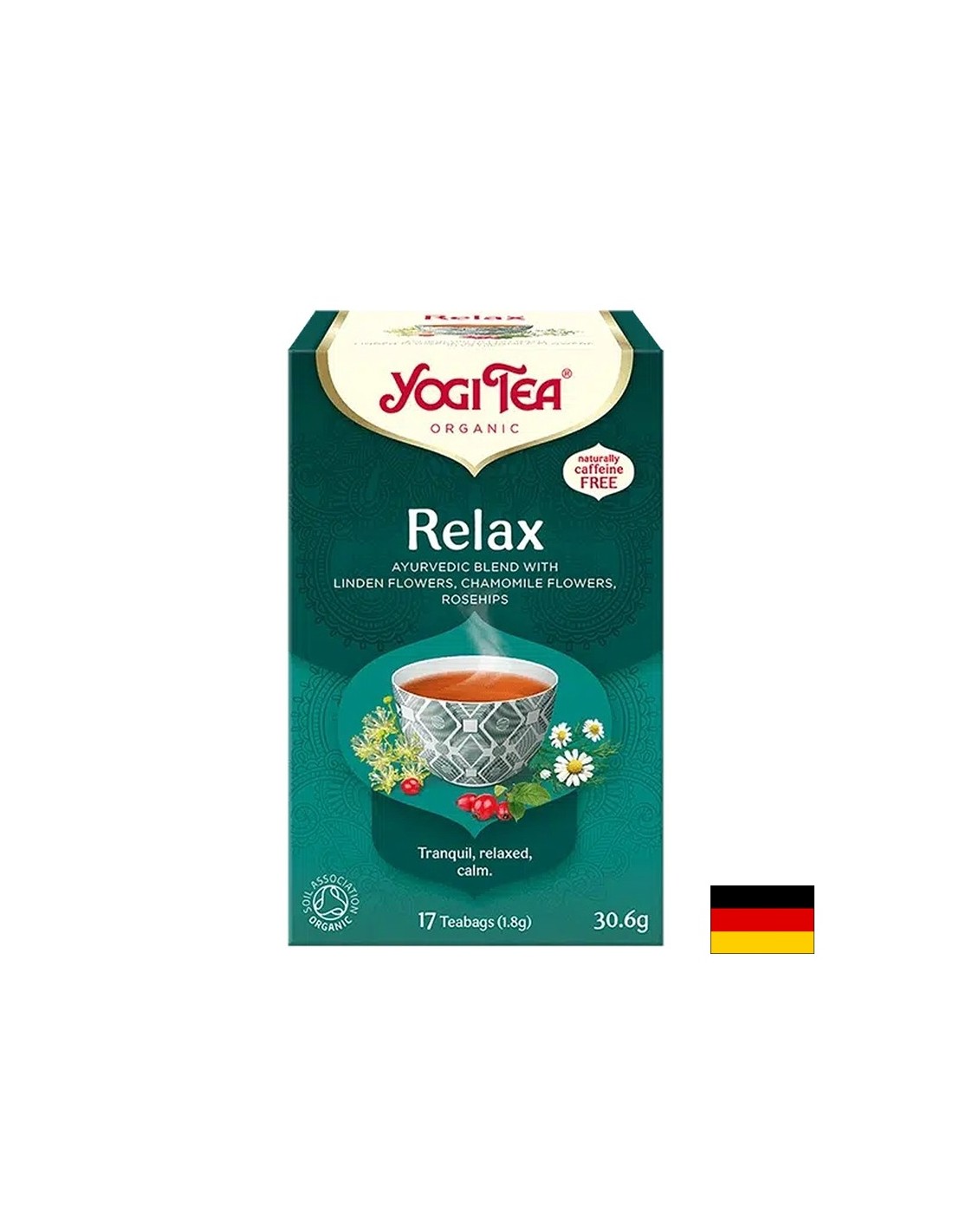 Yogi Tea Relax – аюрведичен чай с лайка, липа и шипка, БИО, 17 филтърни пакетчета