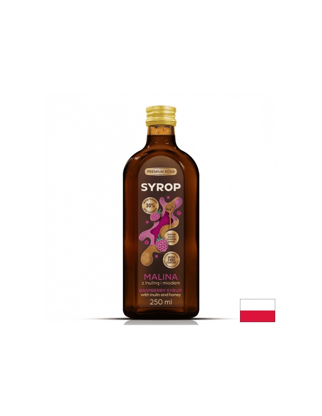 Сироп от малини с инулин и пчелен мед, 250 ml